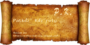 Patkó Károly névjegykártya